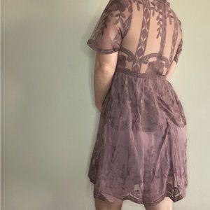 Bella Ella Lace Mauve Mini Dress
